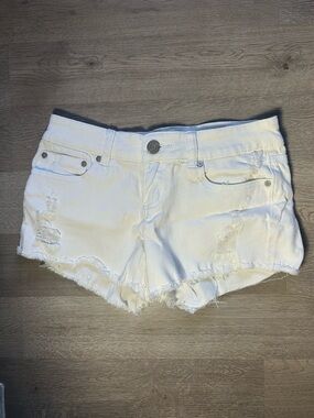 Indigo Rein White Distressed Denim Cutoff Shorts